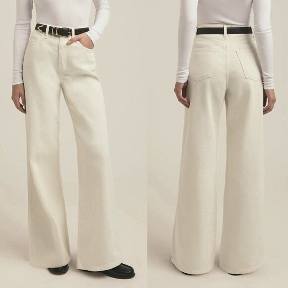 Favorite Daughter The Masha Super High Rise Wide Leg Gardenia Ivory Jeans Sz 32 - Picture 1 of 10